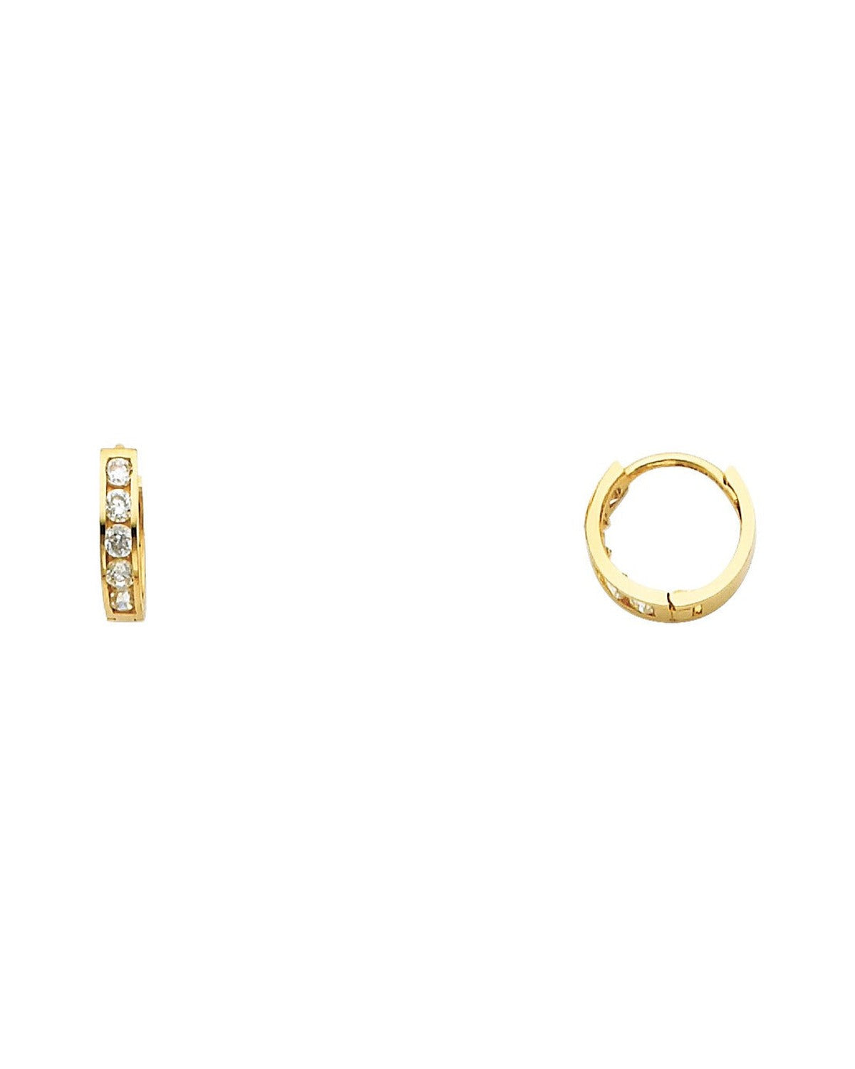 14K Yellow Gold CZ Huggies Earrings (ER-0236)