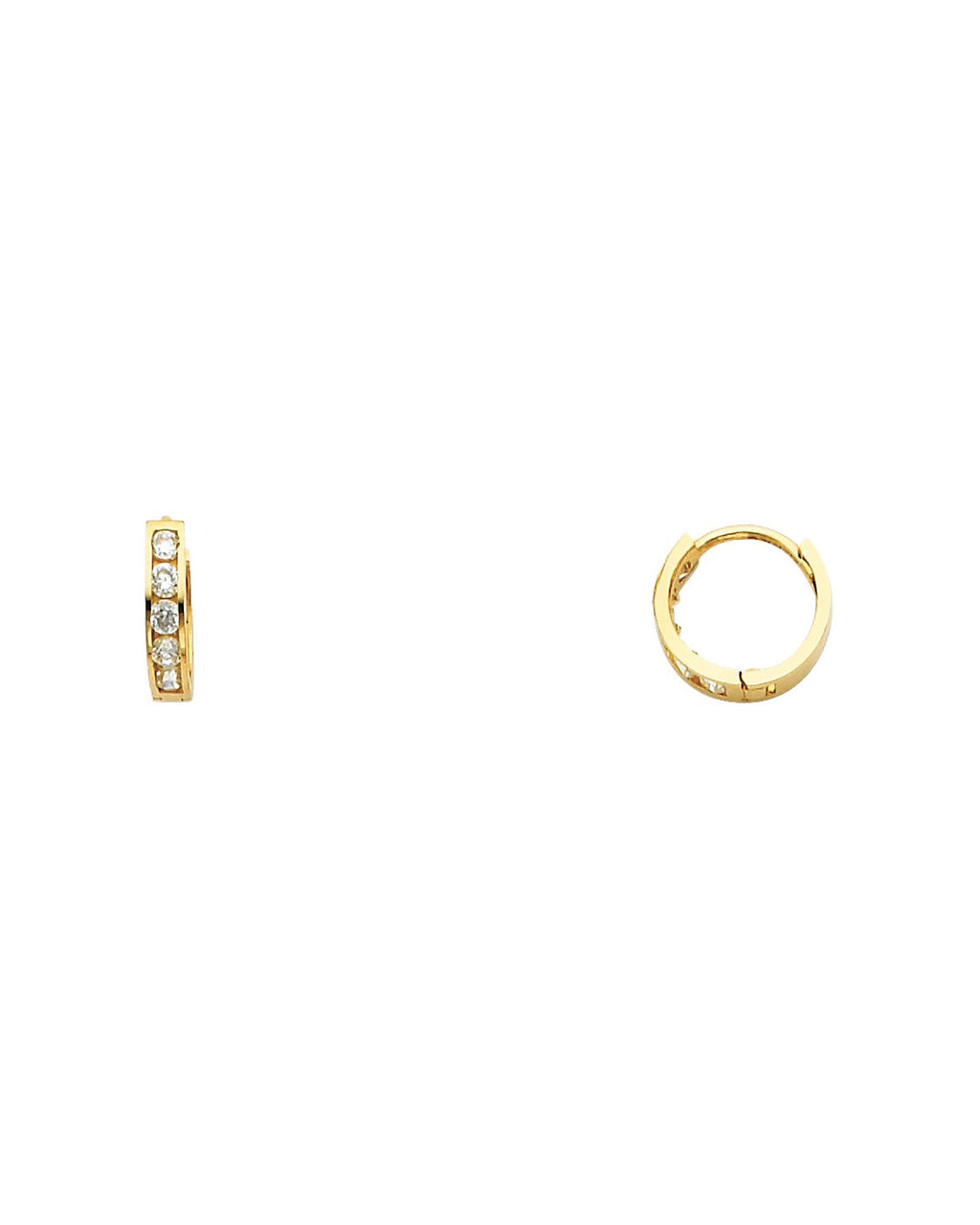 14K Yellow Gold CZ Huggies Earrings (ER-0236)