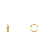 14K Yellow Gold CZ Huggies Earrings (ER-0236)