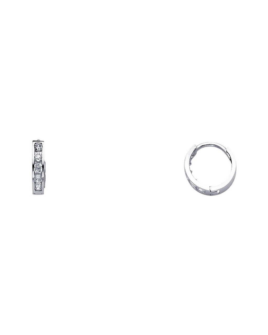 14K White Gold CZ Huggies Earrings (ER236W) (ER-0236W)