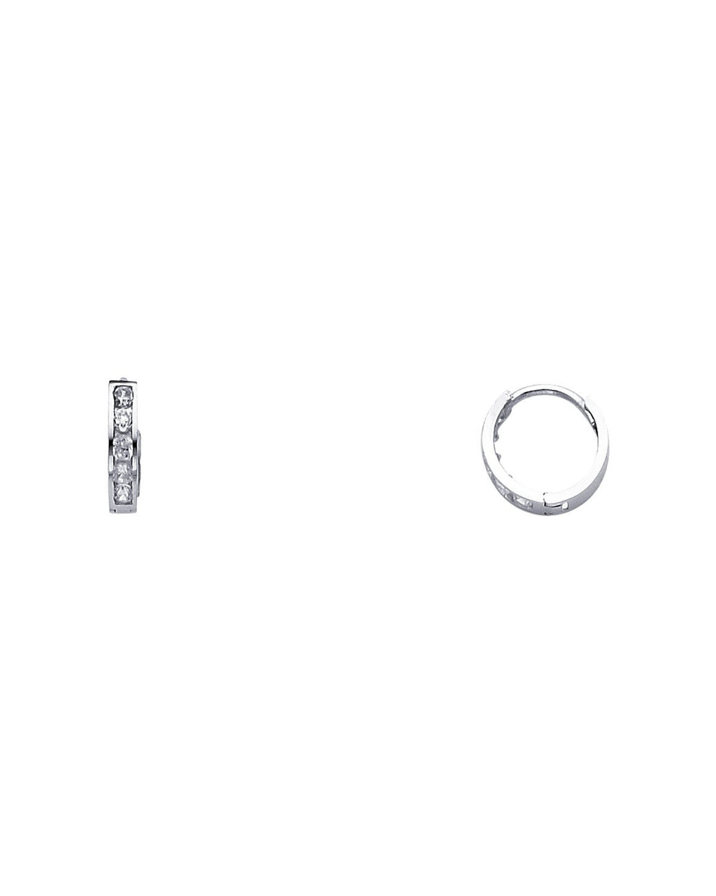 14K White Gold CZ Huggies Earrings (ER236W) (ER-0236W)