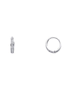 14K White Gold CZ Huggies Earrings (ER238W) (ER-0238W)