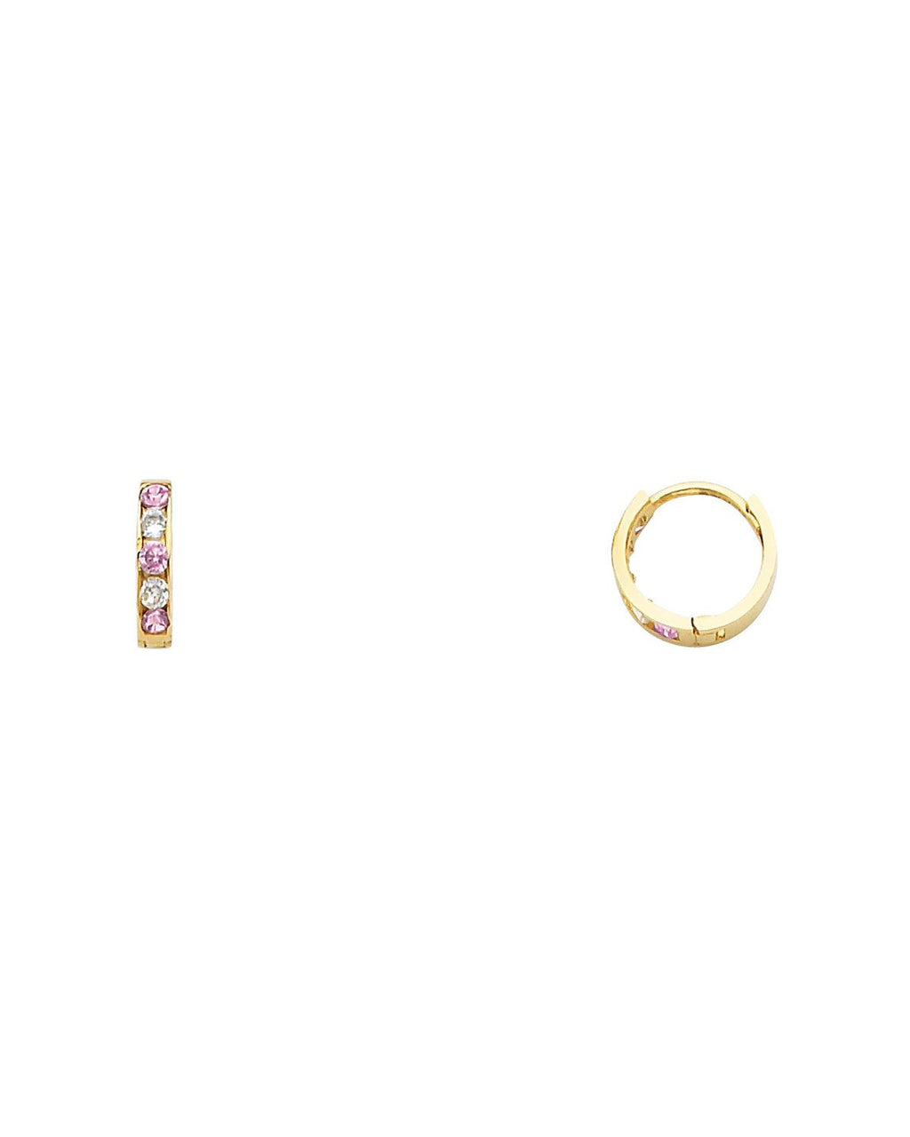 14K Yellow Gold CZ Huggies Earrings (ER-0240)
