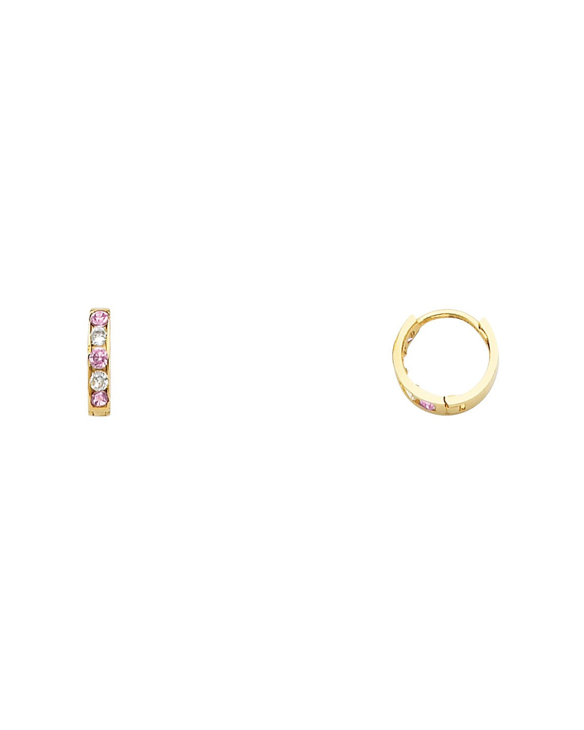 14K Yellow Gold CZ Huggies Earrings (ER-0240)