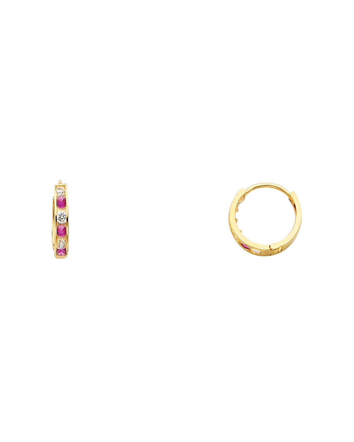 14K Yellow Gold CZ Huggies Earrings (ER-0241)