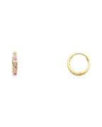 14K Yellow Gold CZ Huggies Earrings (ER-0242)