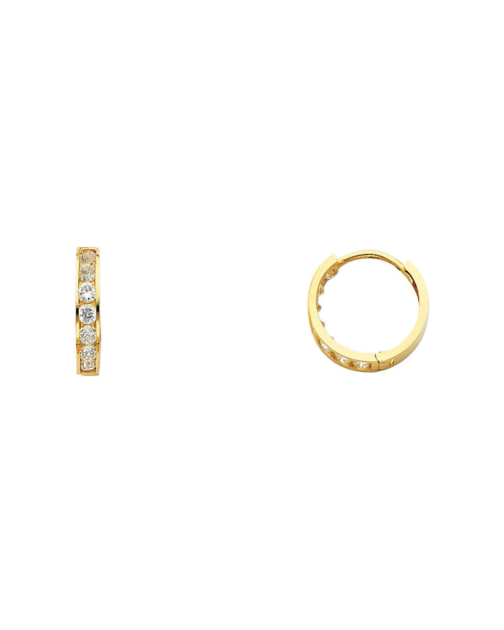 14K Yellow Gold CZ Huggies Earrings (ER-0245)