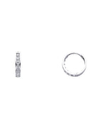 14K White Gold CZ Huggies Earrings (ER245W) (ER-0245W)