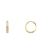 14K Yellow Gold CZ Huggies Earrings (ER-0246)