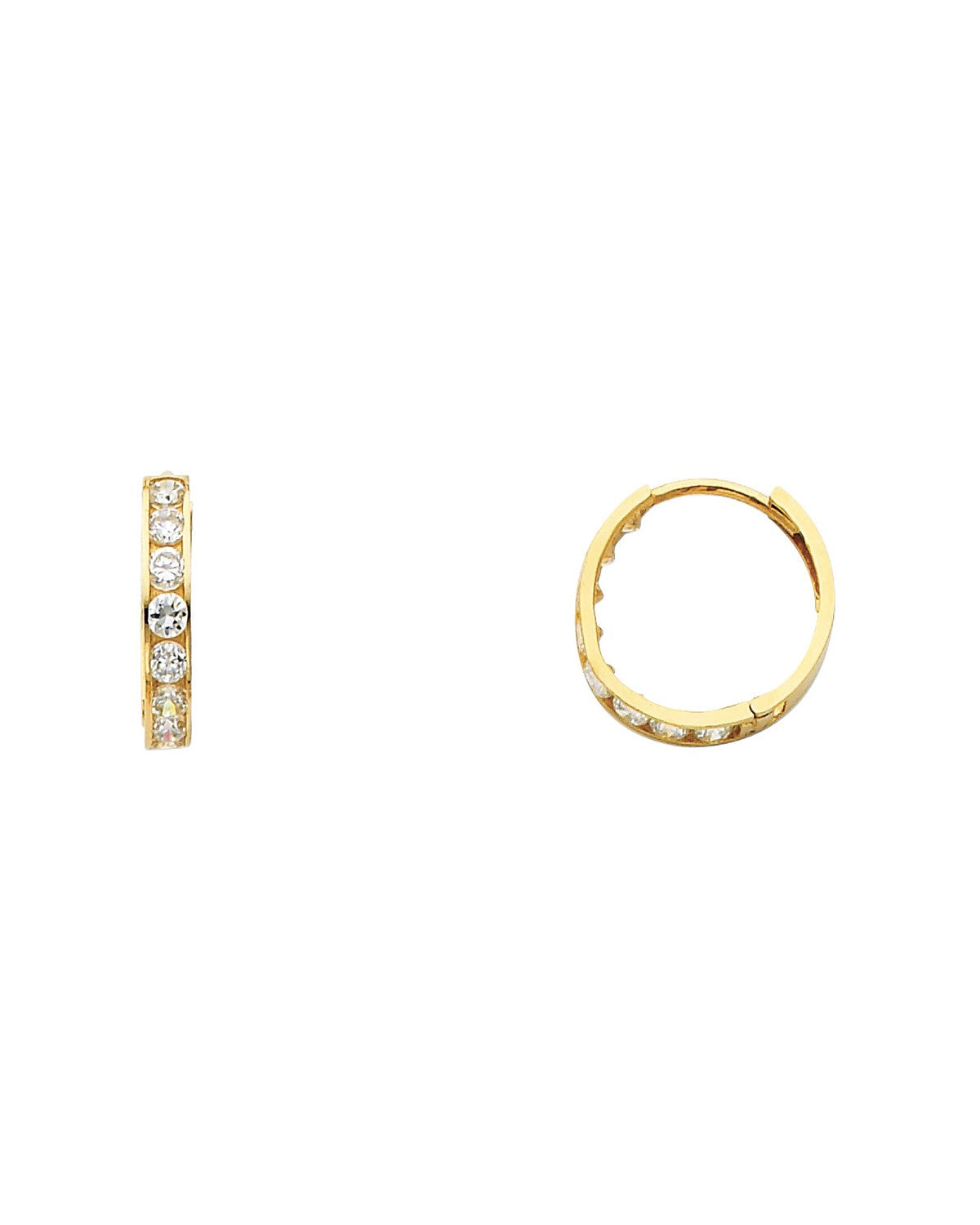 14K Yellow Gold CZ Huggies Earrings (ER-0246)