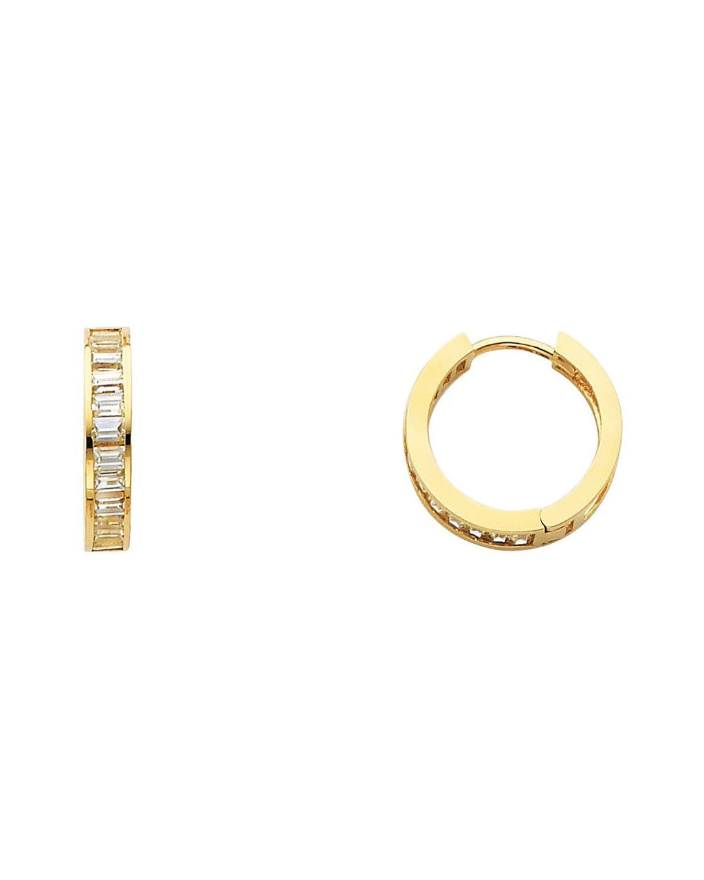 14K Yellow Gold CZ Huggies Earrings (ER-0249)