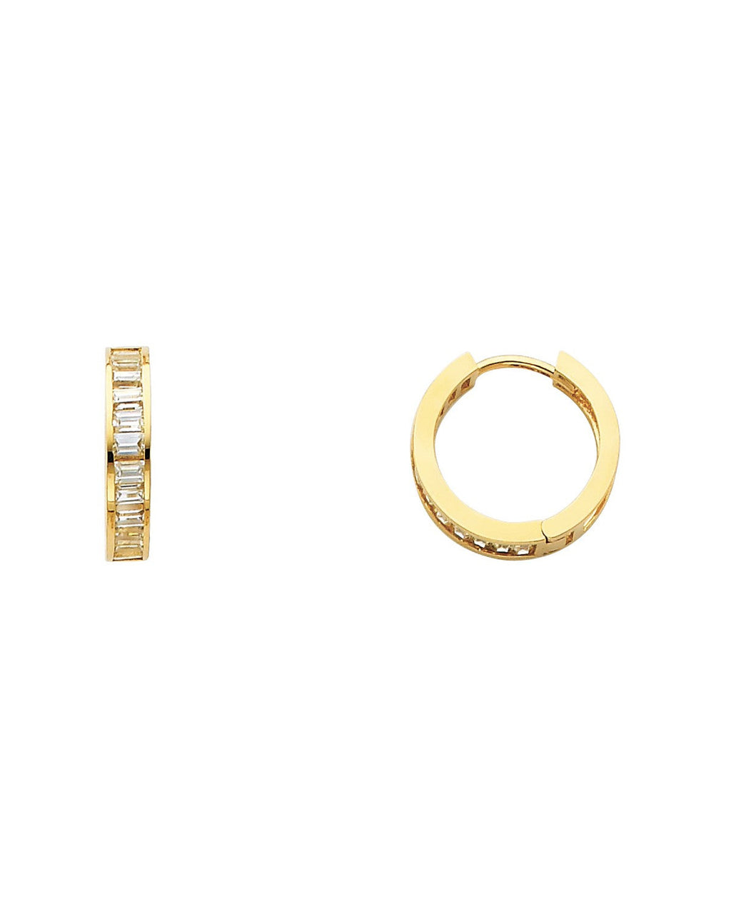 14K Yellow Gold CZ Huggies Earrings (ER-0249)
