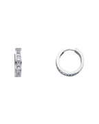 14K White Gold CZ Huggies Earrings (ER249W) (ER-0249W)