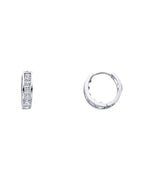 14K White Gold CZ Huggies Earrings (ER250W) (ER-0250W)