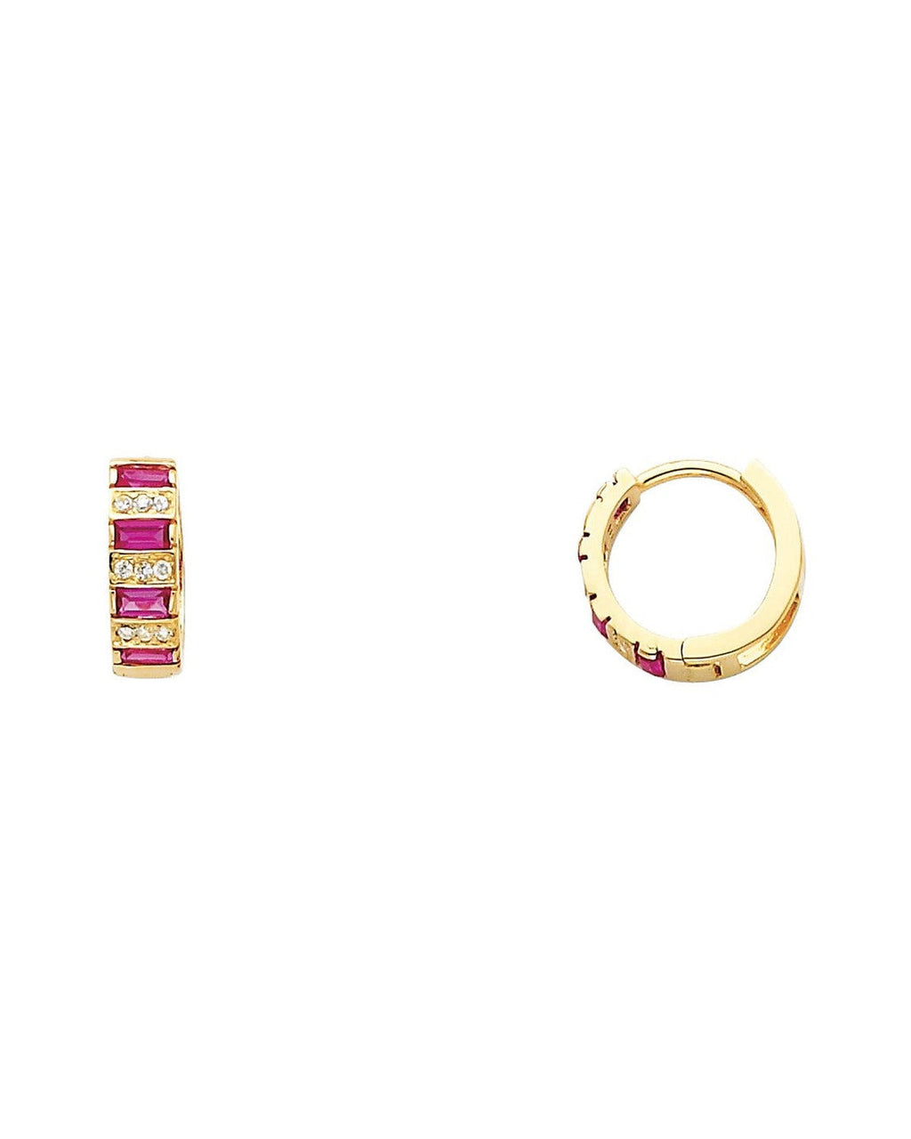 14K Yellow Gold CZ Huggies Earrings (ER-0251)