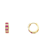 14K Yellow Gold CZ Huggies Earrings (ER-0251)