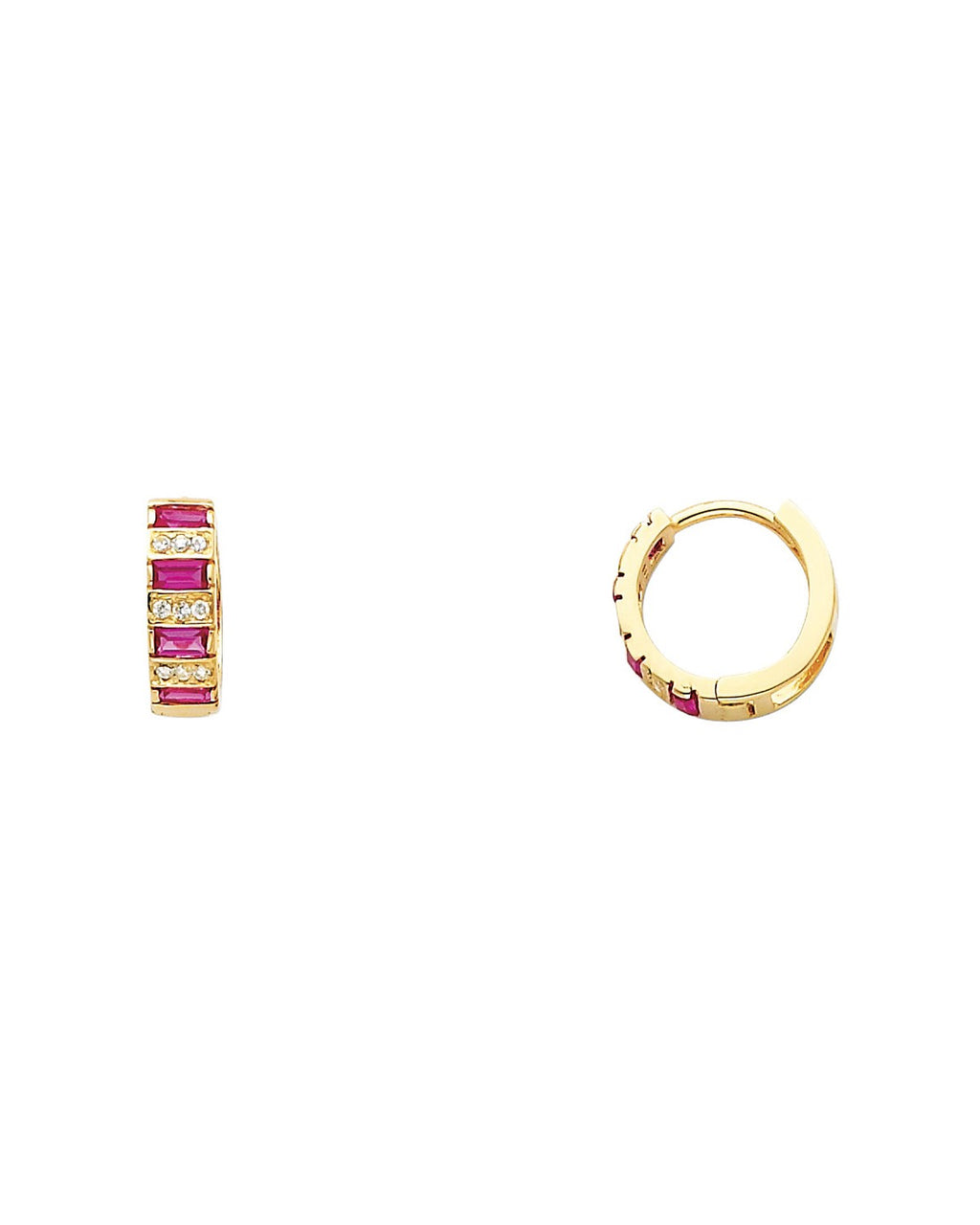 14K Yellow Gold CZ Huggies Earrings (ER-0251)