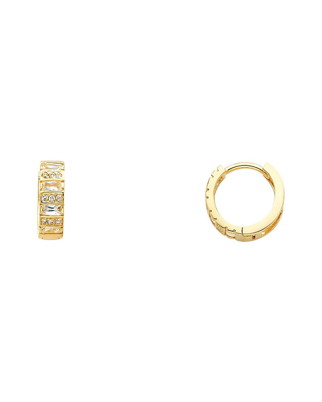 14K Yellow Gold CZ Huggies Earrings (ER-0252)
