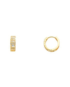 14K Yellow Gold CZ Huggies Earrings (ER-0252)