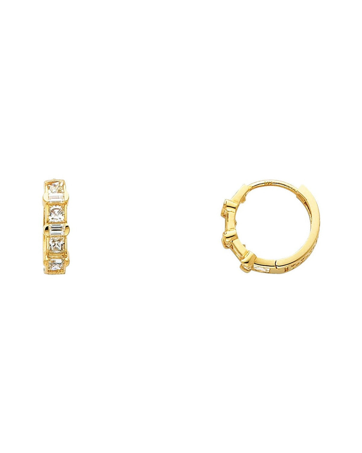 14K Yellow Gold CZ Huggies Earrings (ER-0253)