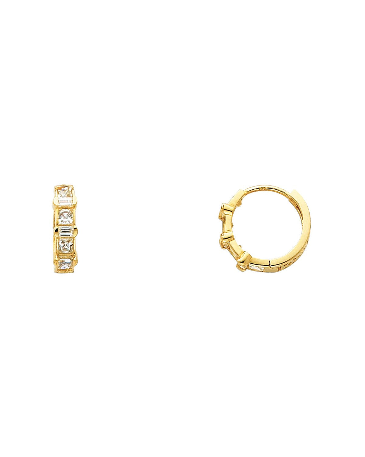14K Yellow Gold CZ Huggies Earrings (ER-0253)