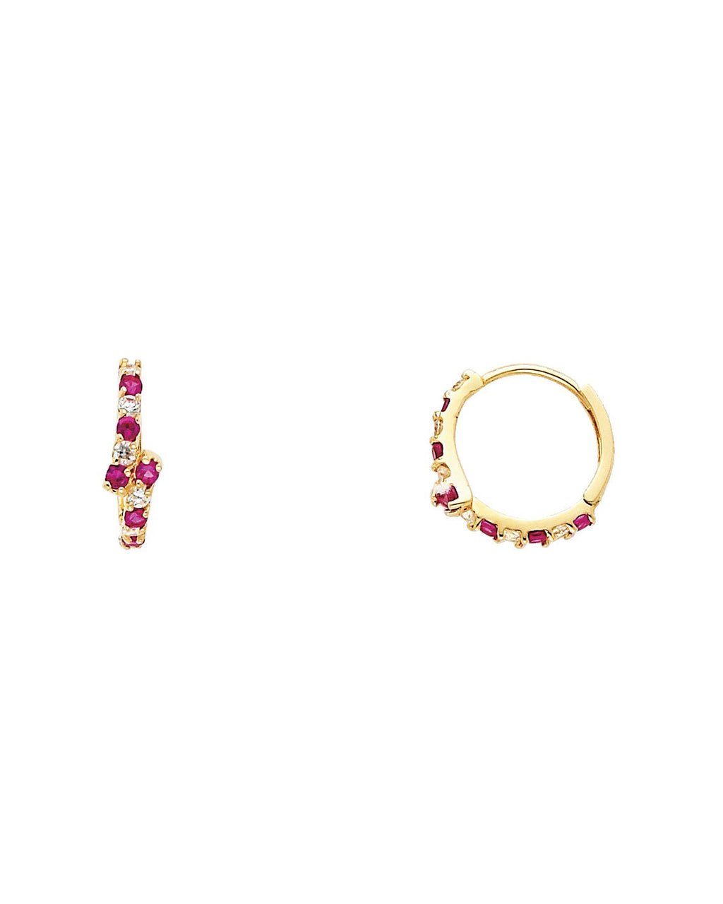 14K Yellow Gold CZ Huggies Earrings (ER-0258)