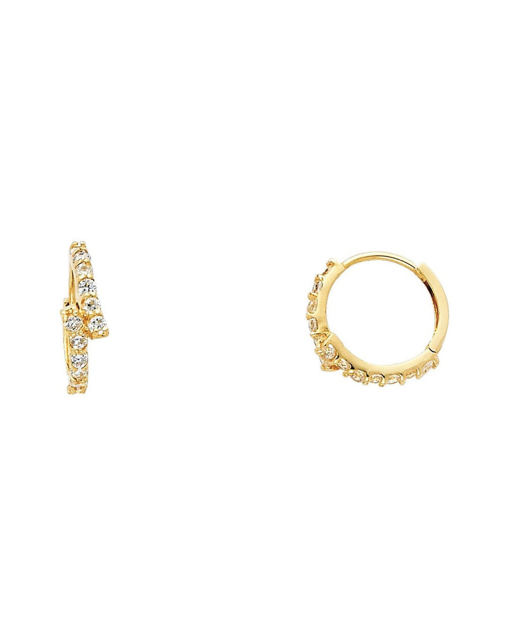 14K Yellow Gold CZ Huggies Earrings (ER-0260)