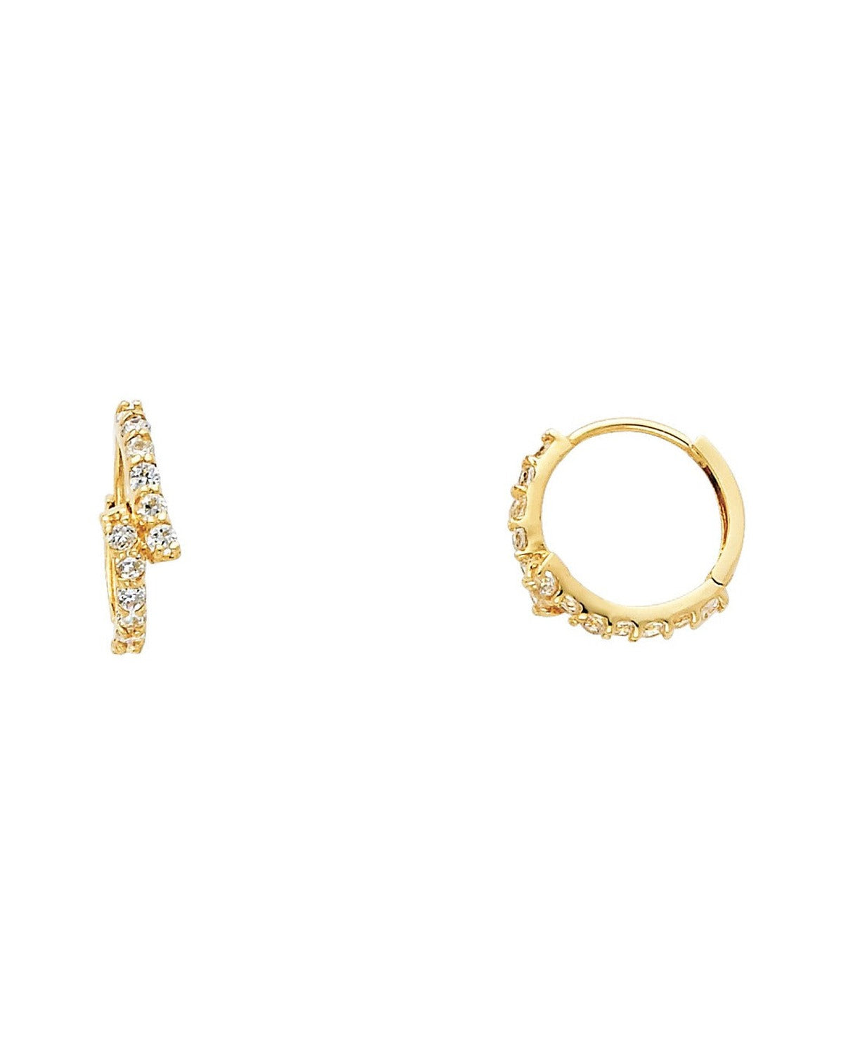 14K Yellow Gold CZ Huggies Earrings (ER-0260)
