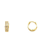 14K Yellow Gold Double CZ Huggies Earrings (ER-0261)