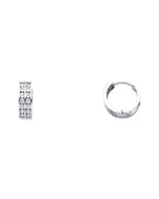 14K White Gold Double CZ Huggies Earrings (ER261W) (ER-0261W)