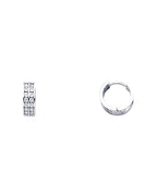 14K White Gold Double CZ Huggies Earrings (ER261W) (ER-0261W)