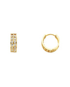 14K Yellow Gold Double CZ Huggies Earrings (ER-0263)