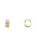 14K Yellow Gold Triple CZ Huggies Earrings (ER-0264)