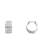 14K White Gold Triple CZ Huggies Earrings (ER267W) (ER-0267W)