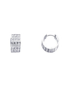 14K White Gold Triple CZ Huggies Earrings (ER267W) (ER-0267W)