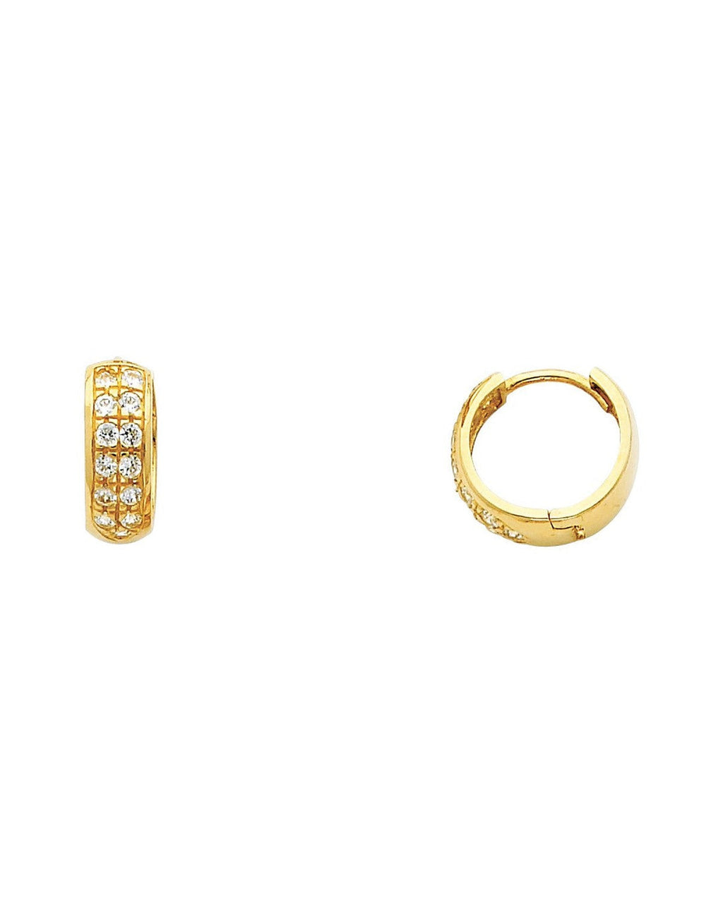 14K Yellow Gold Double CZ Huggies Earrings (ER-0268)