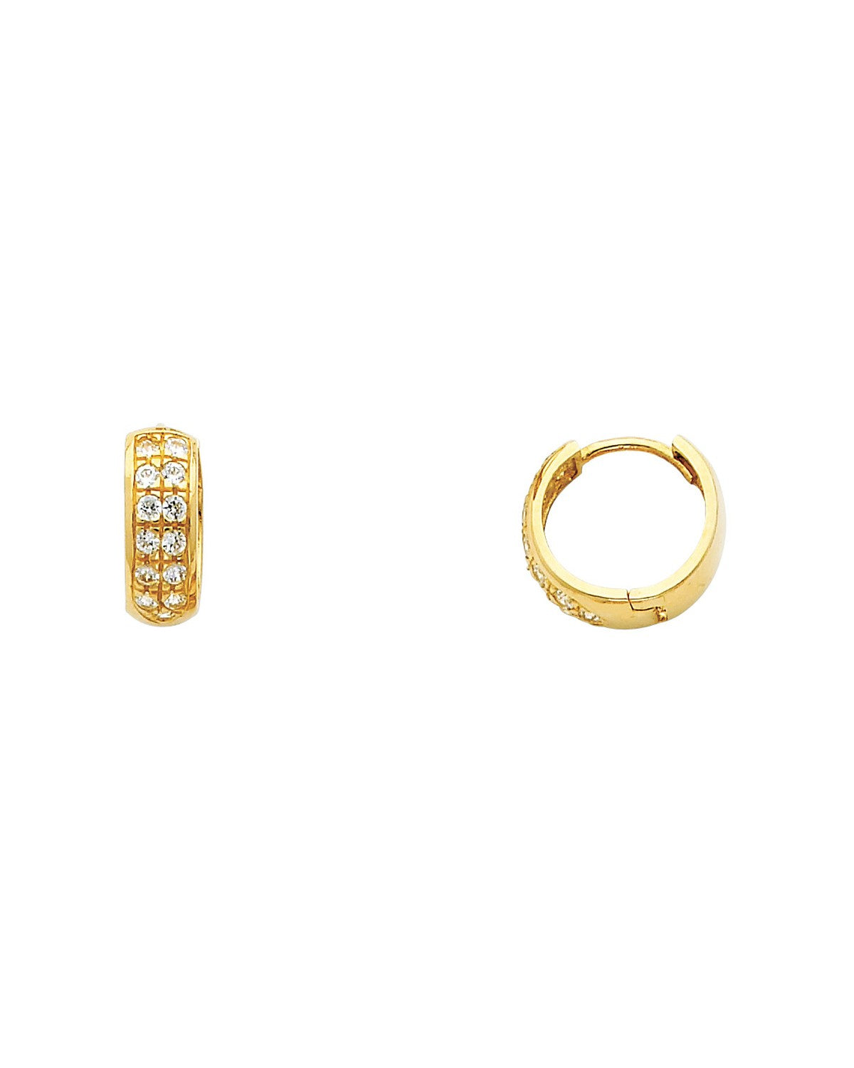 14K Yellow Gold Double CZ Huggies Earrings (ER-0268)