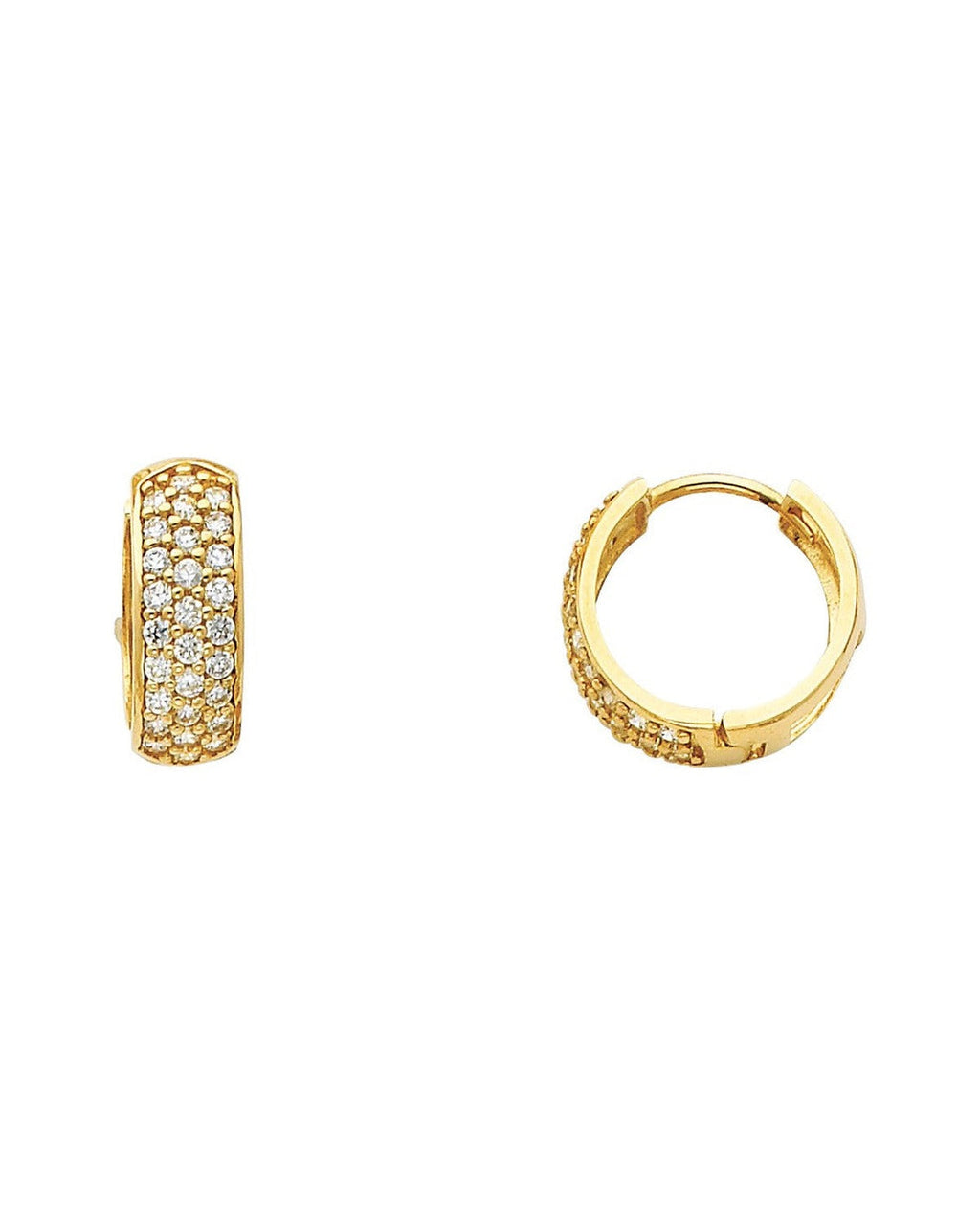 14K Yellow Gold CZ Huggies Earrings (ER-0270)