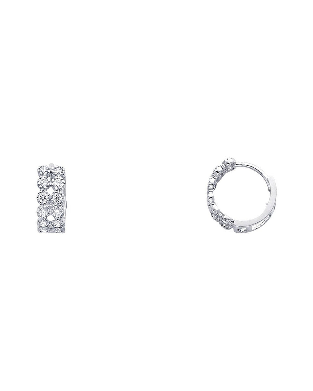 14K White Gold CZ Huggies Earrings (ER274W) (ER-0274W)