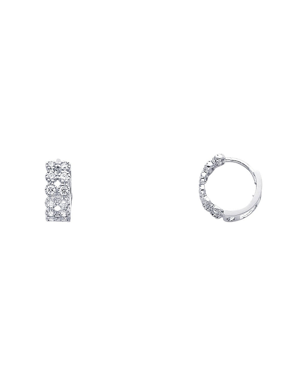 14K White Gold CZ Huggies Earrings (ER274W) (ER-0274W)