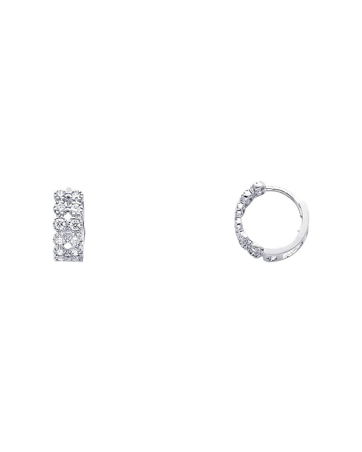 14K White Gold CZ Huggies Earrings (ER274W) (ER-0274W)