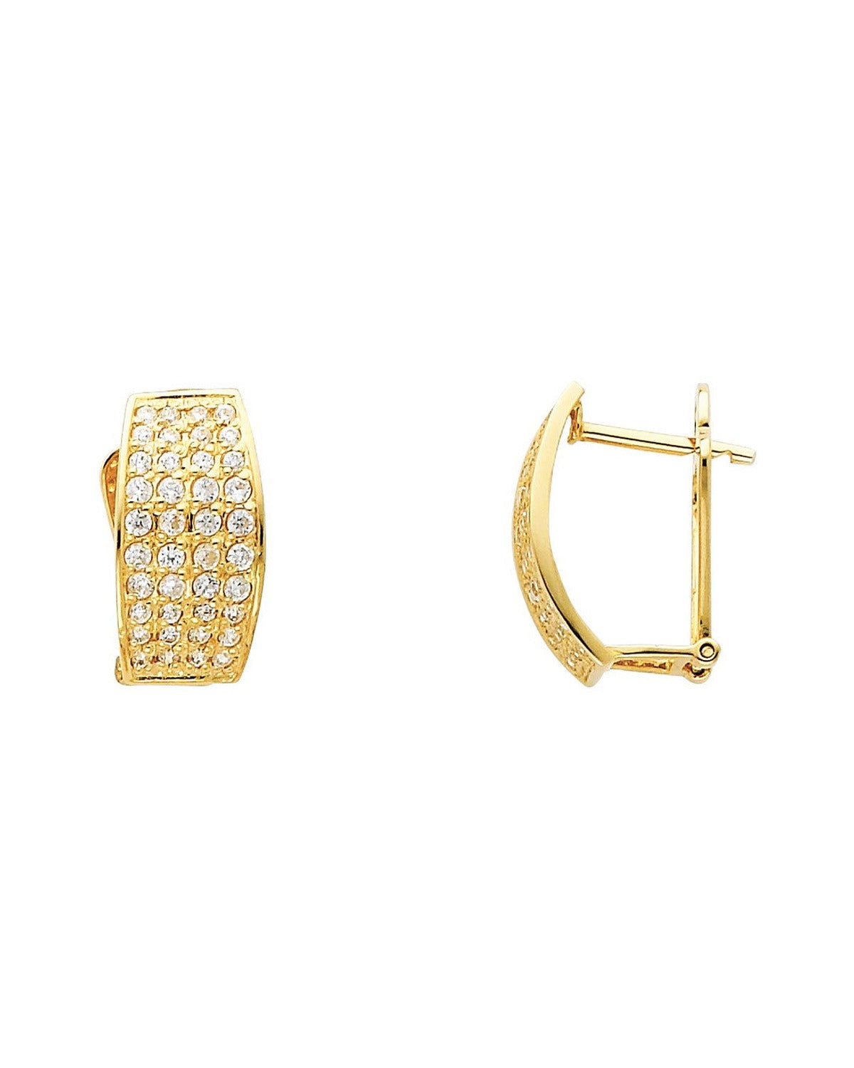 14K Yellow Gold CZ Huggies Earrings (ER-0276)