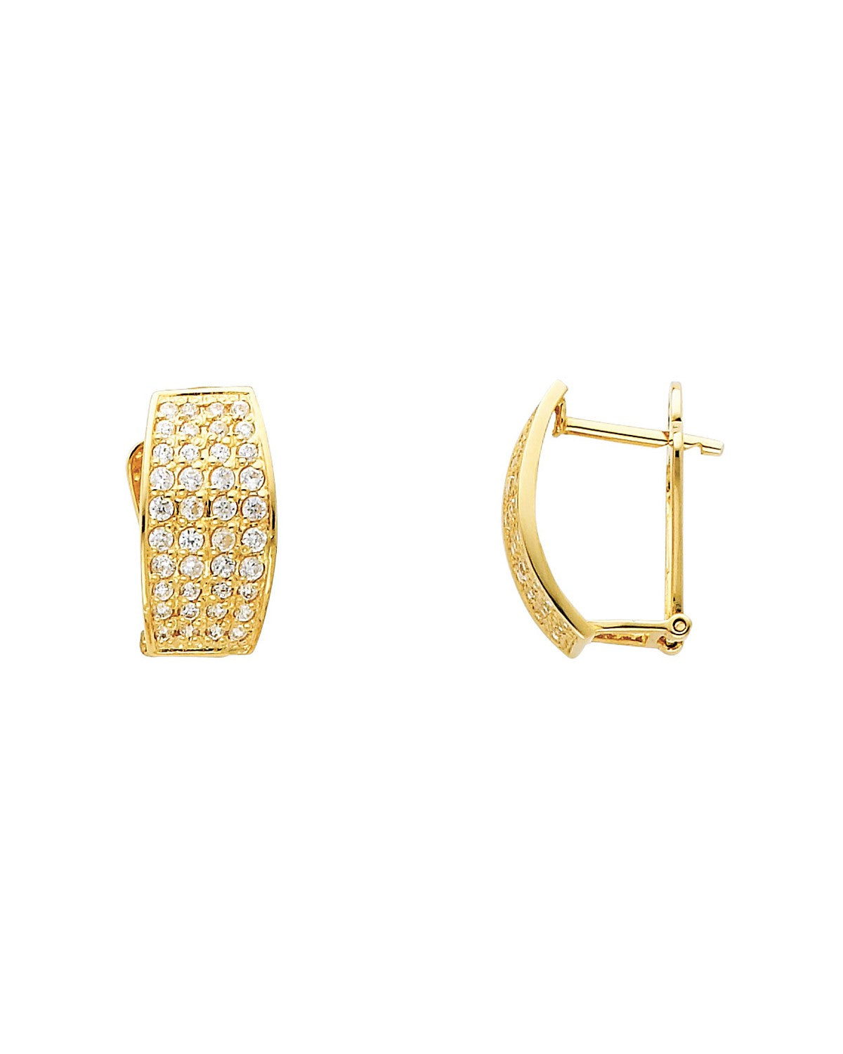 14K Yellow Gold CZ Huggies Earrings (ER-0276)