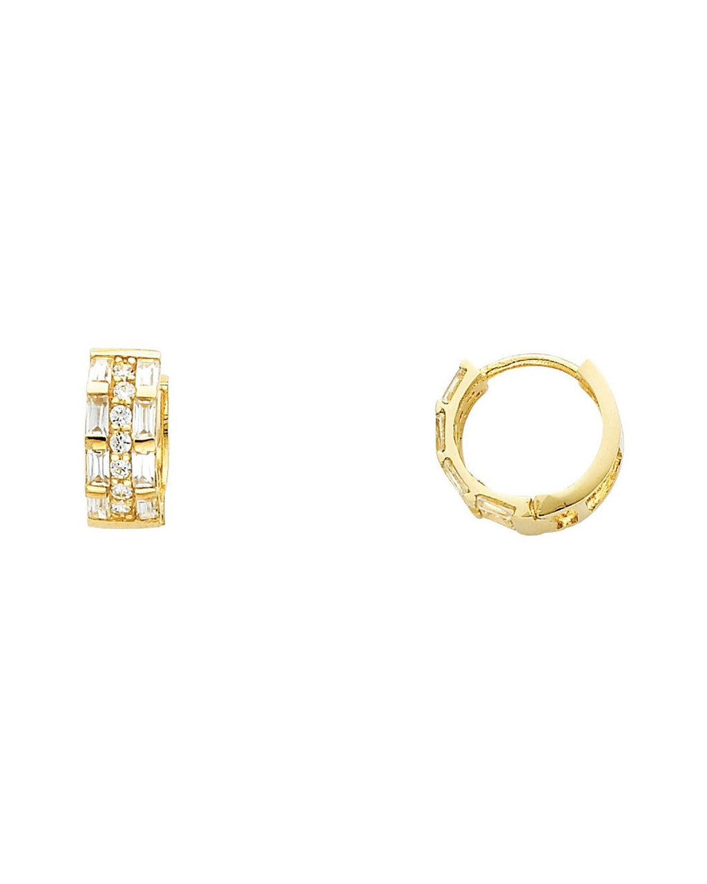 14K Yellow Gold CZ Huggies Earrings (ER-0277)
