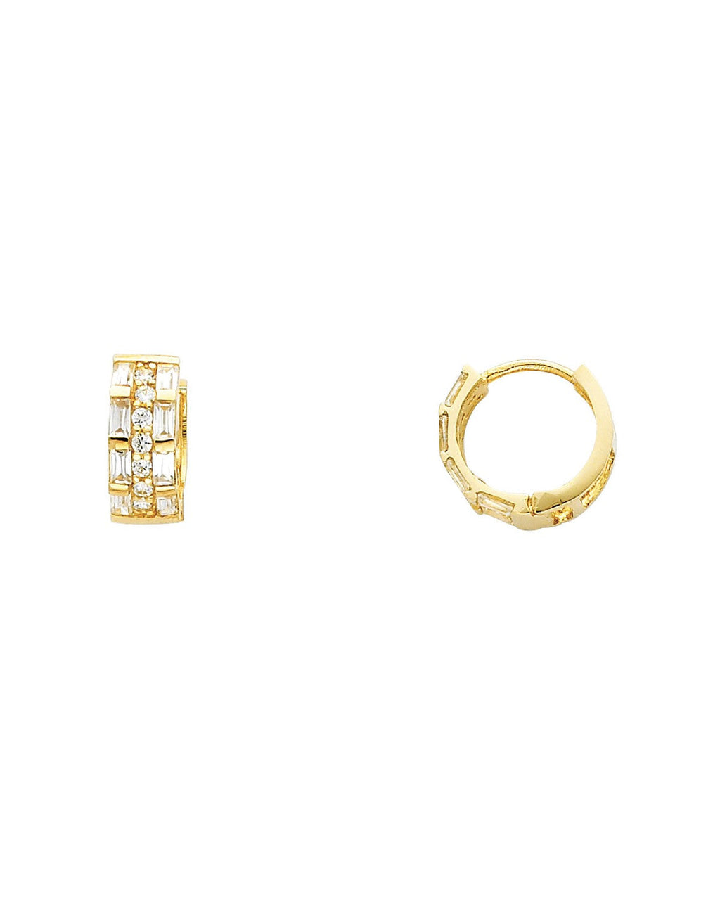 14K Yellow Gold CZ Huggies Earrings (ER-0277)