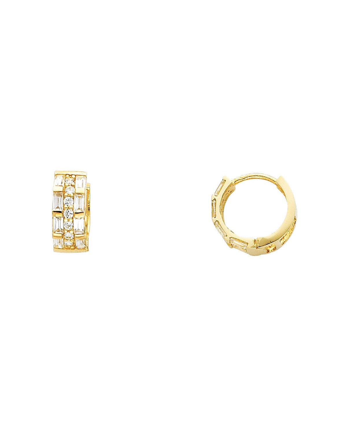 14K Yellow Gold CZ Huggies Earrings (ER-0277)