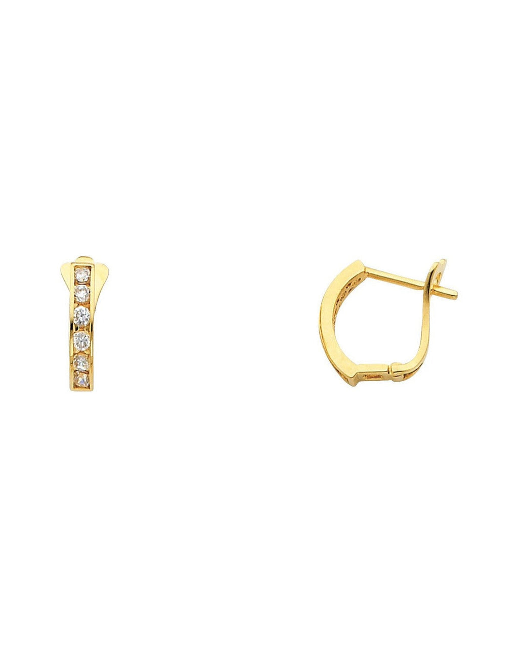 14K Yellow Gold CZ Huggies Earrings (ER-0280)