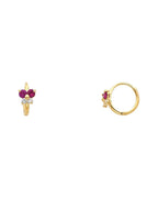 14K Yellow Gold Flower CZ Huggies Earrings (ER-0294)