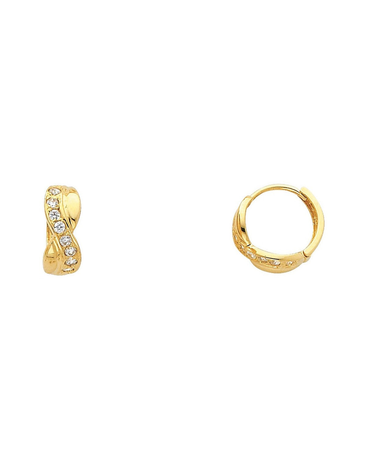14K Yellow Gold CZ Huggies Earrings (ER-0307)