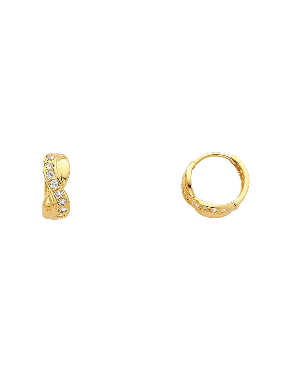 14K Yellow Gold CZ Huggies Earrings (ER-0307)